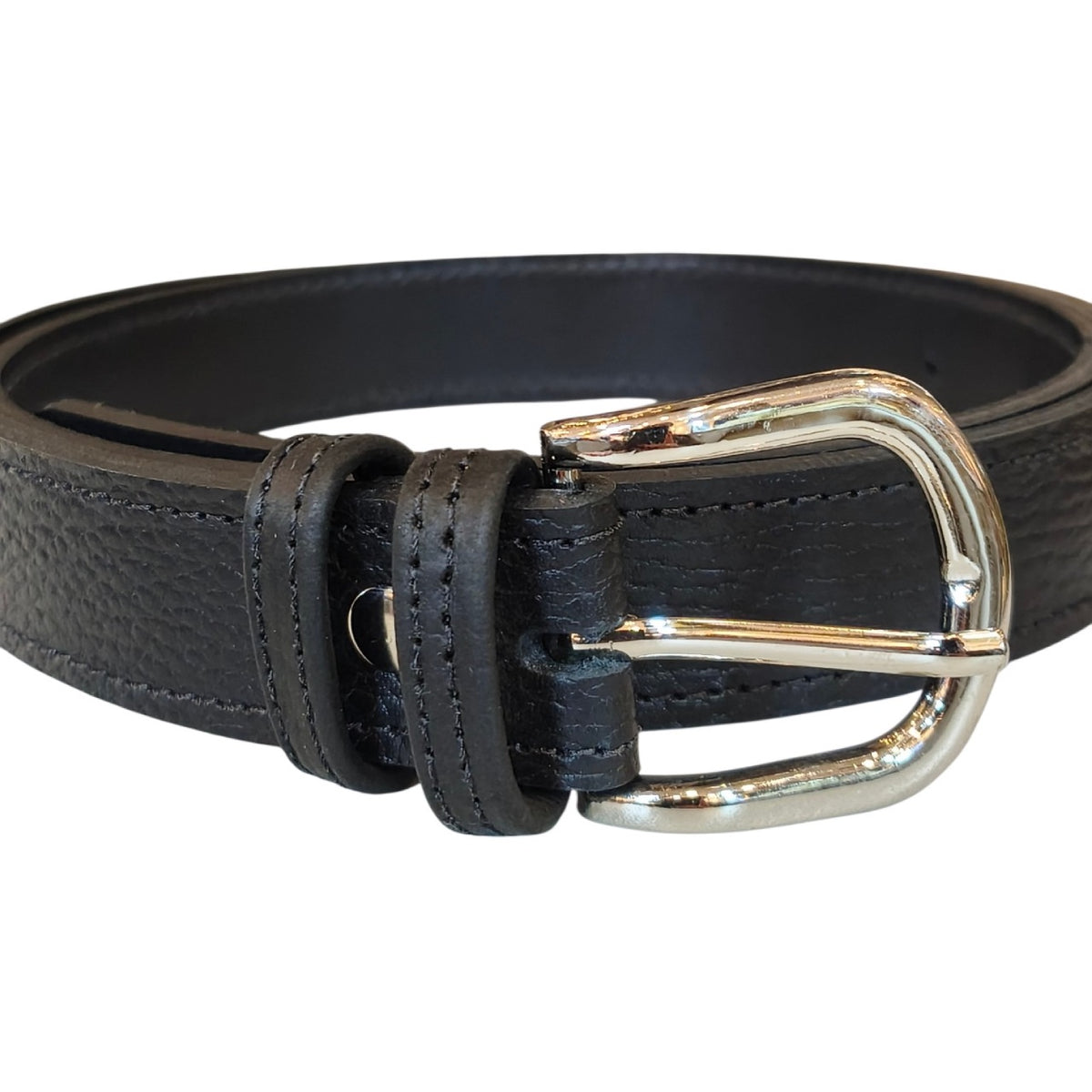 Cinturón Básico granos negro hebilla plateada