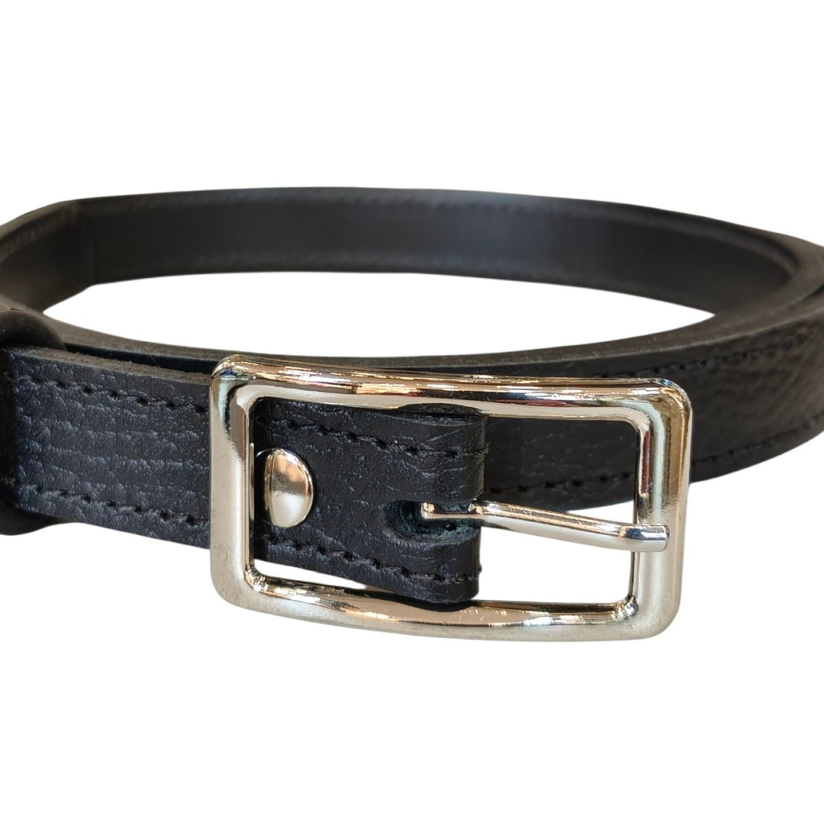 Cinturón Formal Negro granos hebilla plateada