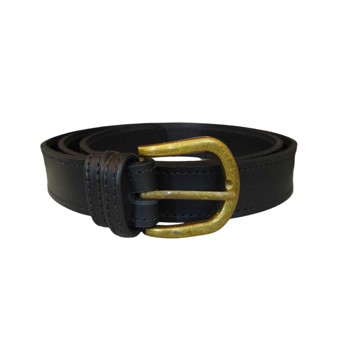 Cinturón Básico negro liso hebilla dorada