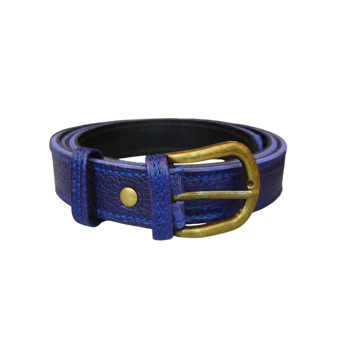 Cinturón Básico Azul Granos hebilla dorada