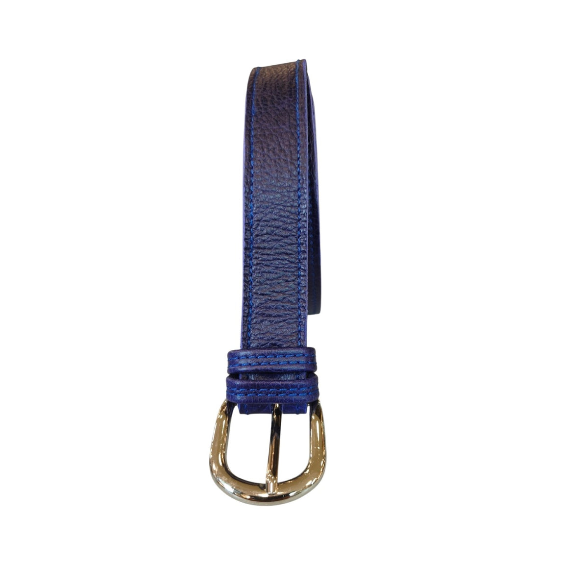 Cinturón Básico Azul Granos hebilla plateada