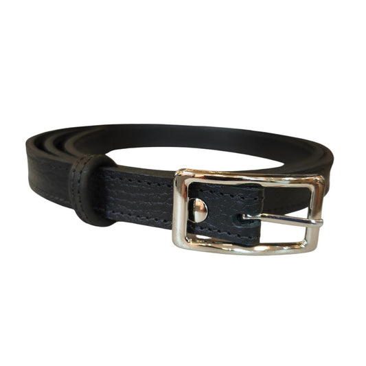 Cinturón Formal Negro granos hebilla plateada