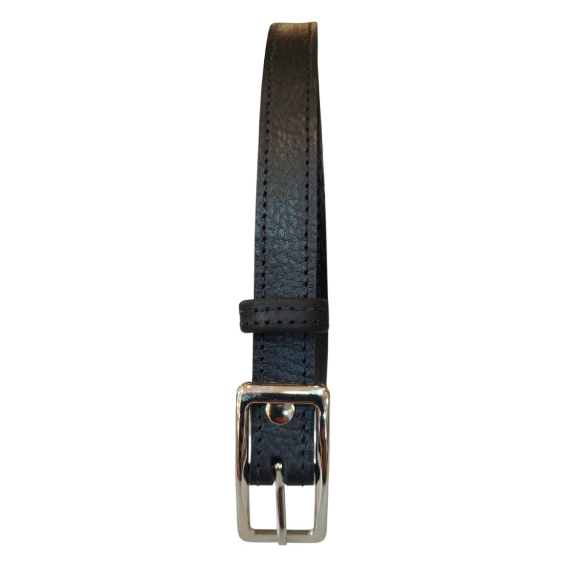 Cinturón Formal Negro granos hebilla plateada