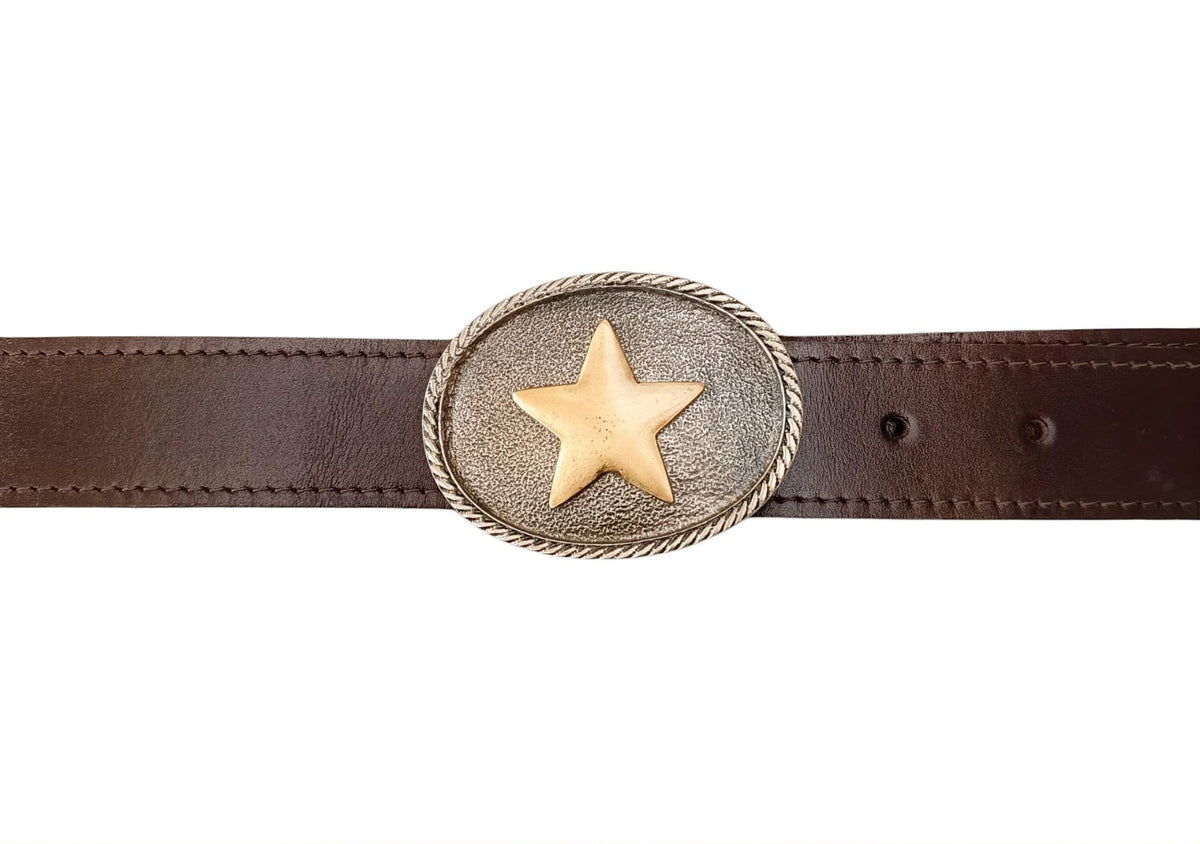 Cinturón de Cuero con Hebilla Intercambiable Estrella Ovalada | Kenka