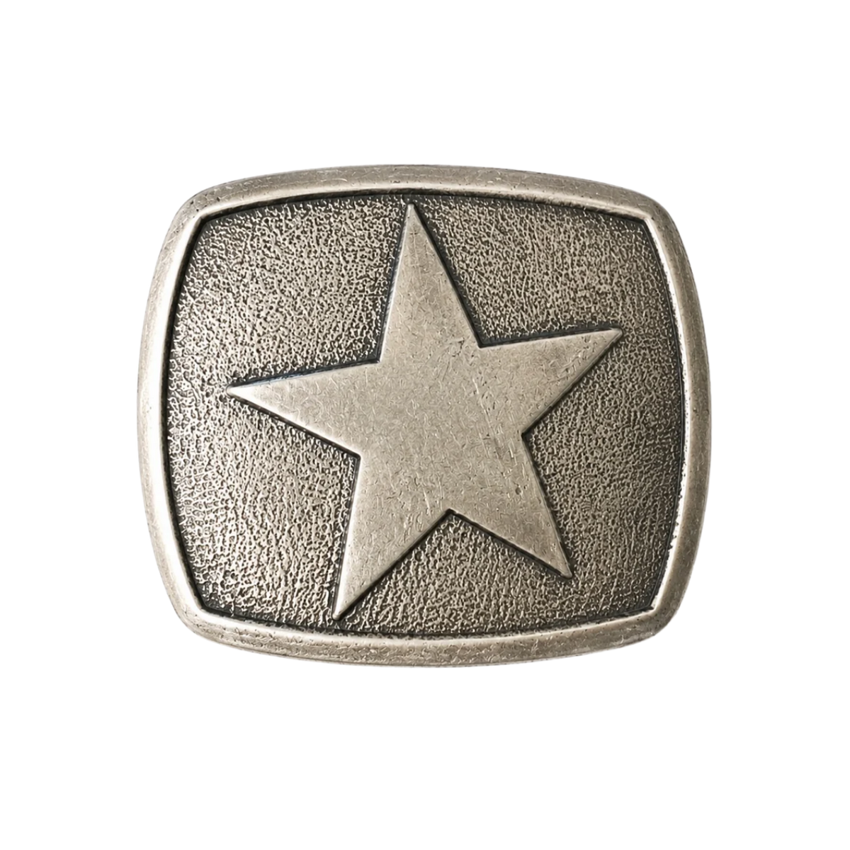 hebilla estrella rectangular plateada