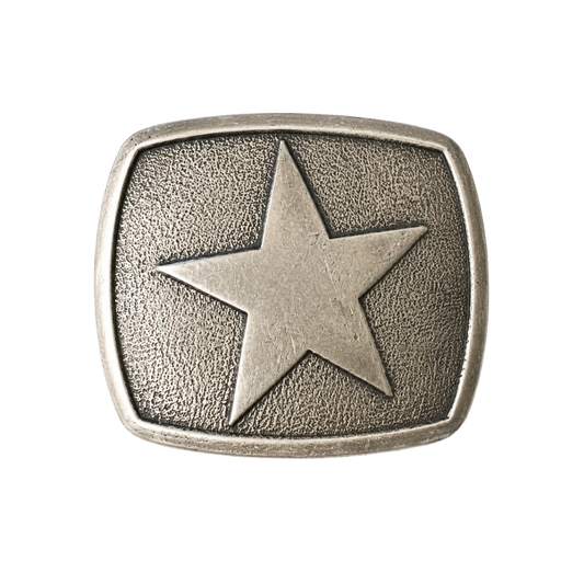 hebilla estrella rectangular plateada