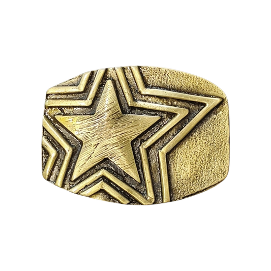 hebilla estrella triple dorada