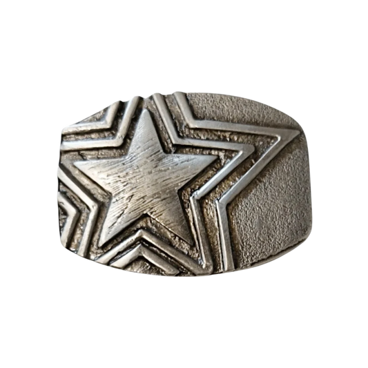 hebilla estrella triple plateada