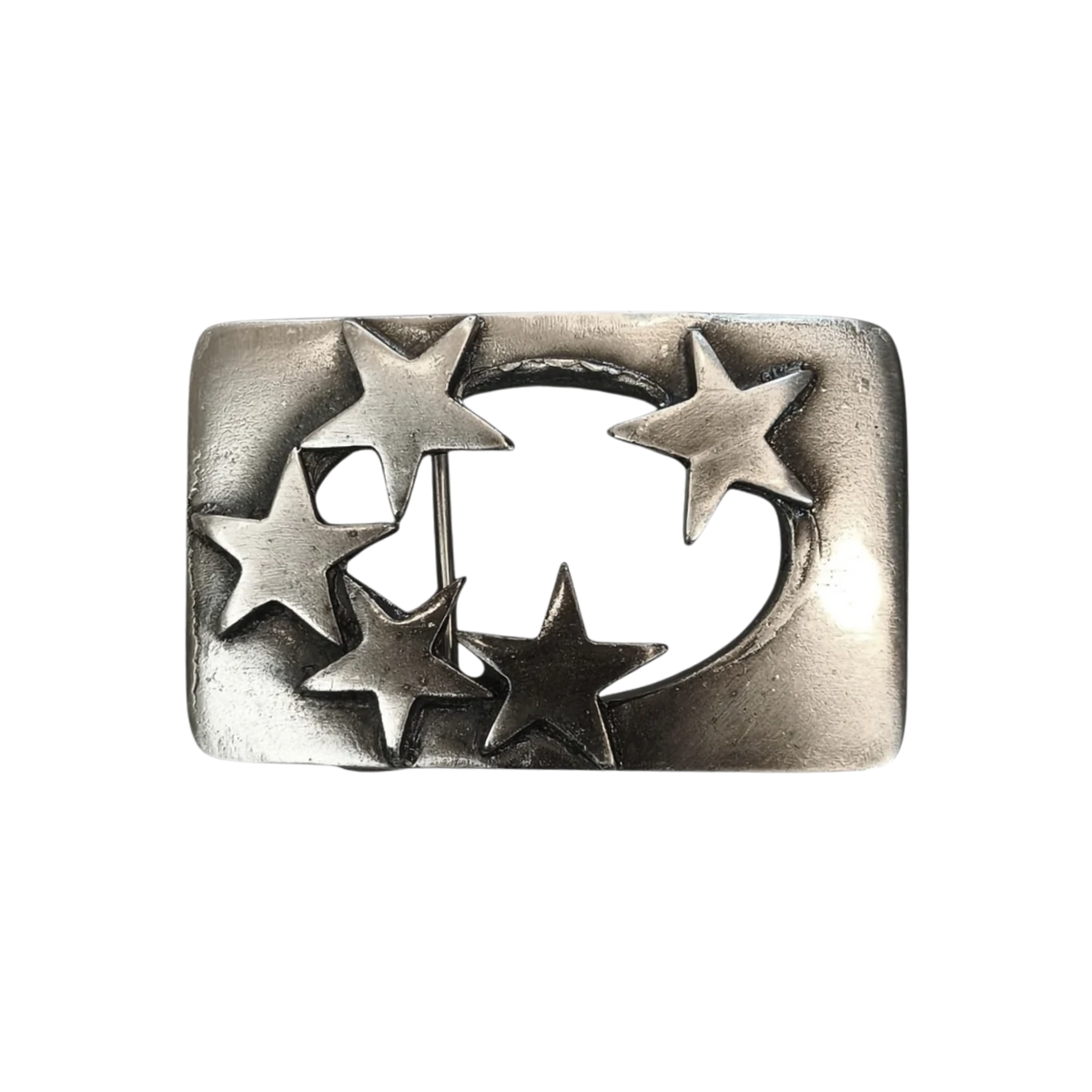 hebilla estrellas rectangular pequena plateada