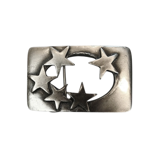 hebilla estrellas rectangular pequena plateada